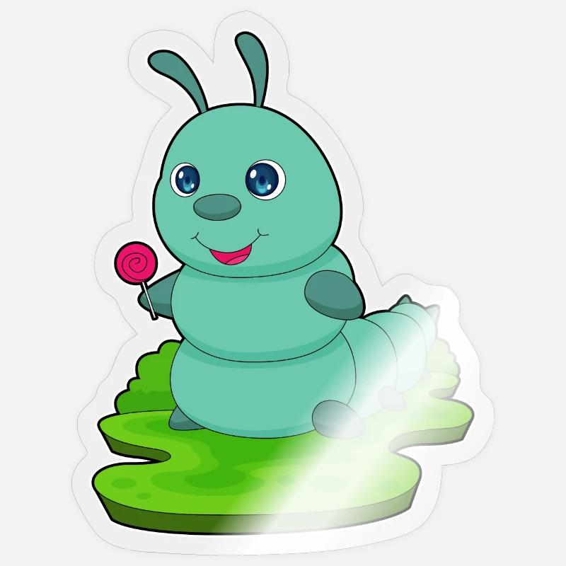 Sucette chenille - Sticker taille S (10 x 10 cm) - brillant transparent