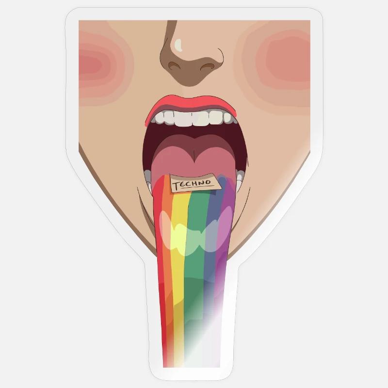 Techno Rainbow - Sticker size S (10 x 10 cm) - transparent glossy