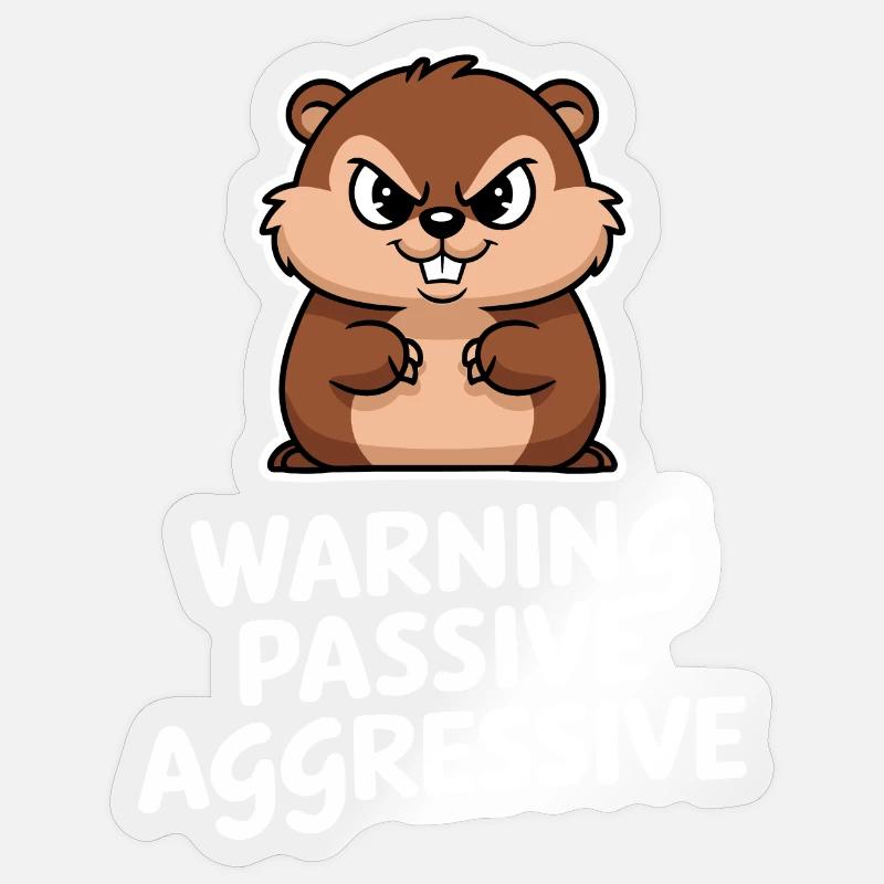 Attention: Passive-aggressive rodent - Sticker size S (10 x 10 cm) - transparent glossy