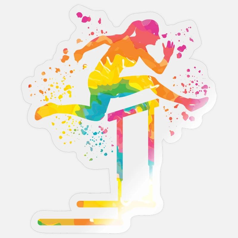 Course de haies Course d’obstacles Courses de haies pour enfants Sticker taille S (10 x 10 cm)