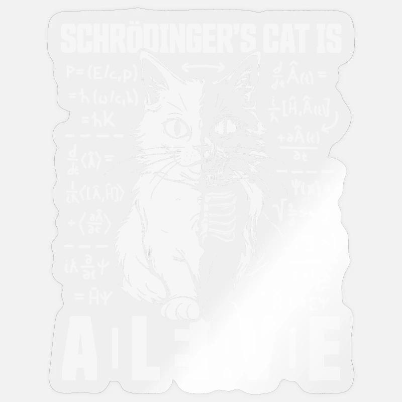 SCHRÖDINGERS KATZE DEAD AND ALIVE QUANTEN PHYSIK - Sticker Größe S (10 x 10 cm) - Transparent glänzend