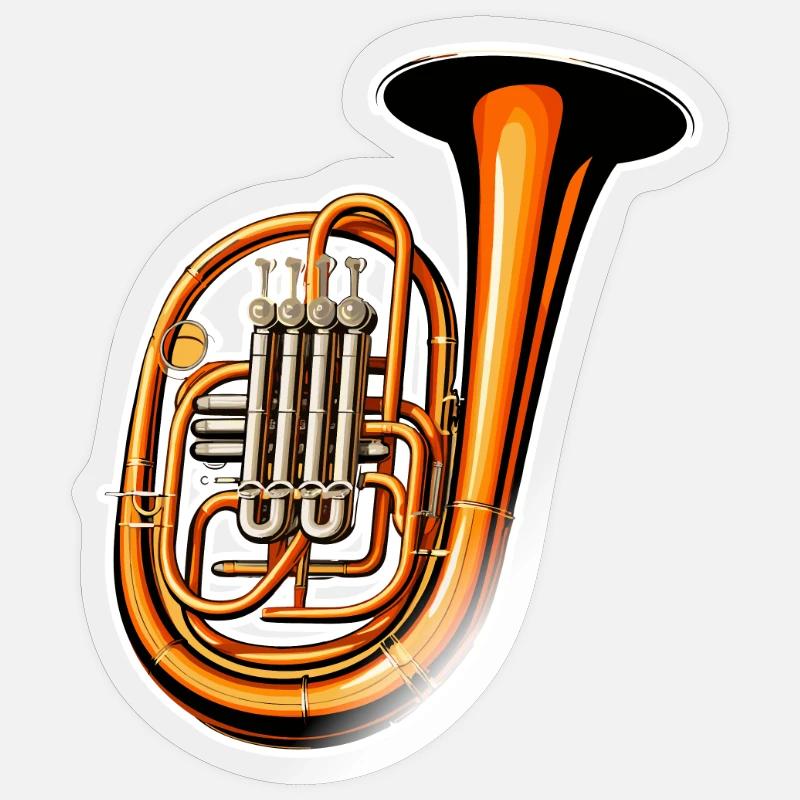 Tuba Graphique - Sticker taille S (10 x 10 cm) - brillant transparent