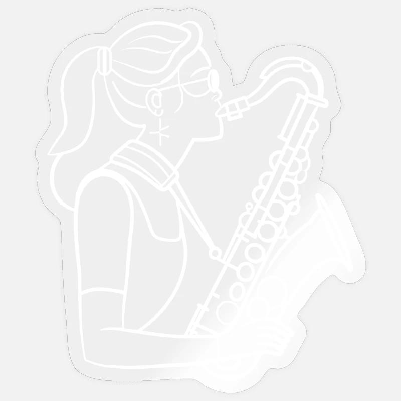 Saxophone player - Sticker size S (10 x 10 cm) - transparent glossy