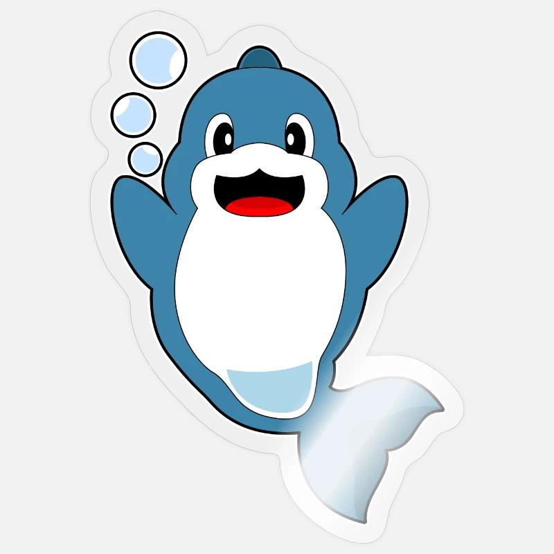 Delfin Wasserblasen - Sticker Größe S (10 x 10 cm) - Transparent glänzend