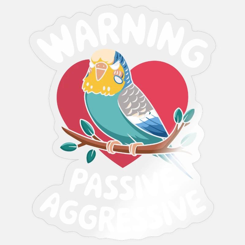 Warning Passive Aggressive Papageien Herz - Sticker Größe S (10 x 10 cm) - Transparent glänzend