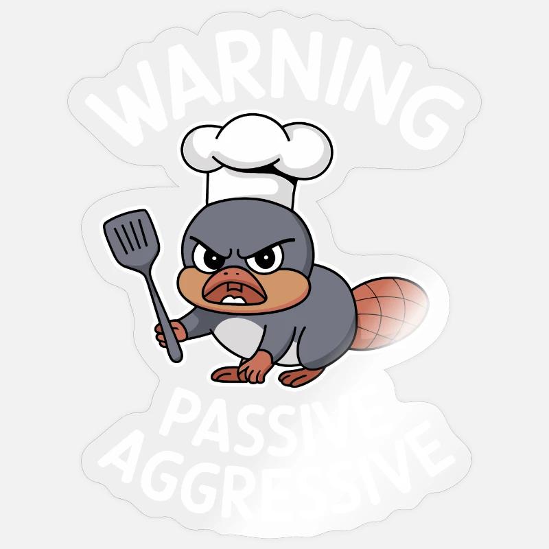 Beware Passive Aggressive Cook - Sticker size S (10 x 10 cm) - transparent glossy