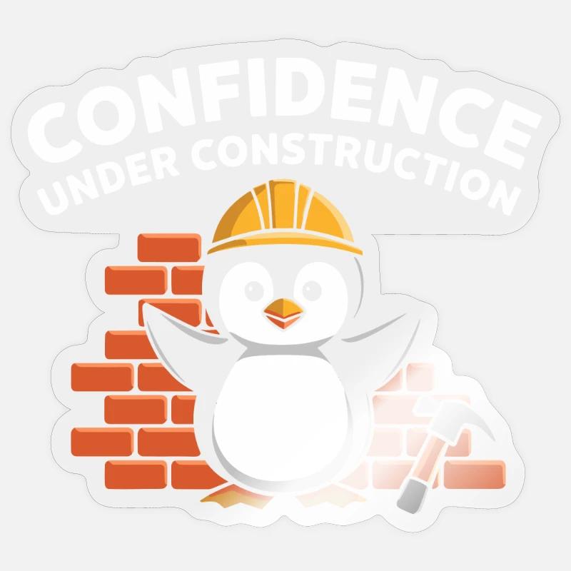 Confidence Under Construction Pinguin Baustelle - Sticker Größe S (10 x 10 cm) - Transparent glänzend