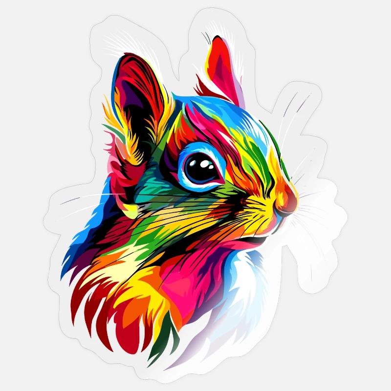 Eichhörnchen Kopfhörer Bunt Popart DJ Eichhörnchen Sticker Größe S (10 x 10 cm)
