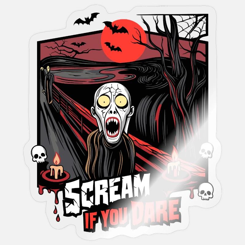 Scream If You Dare Horror Artwork Sticker Größe S (10 x 10 cm)