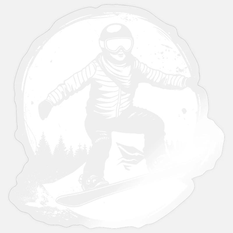 Dessin de snowboarder - Sticker taille S (10 x 10 cm) - brillant transparent