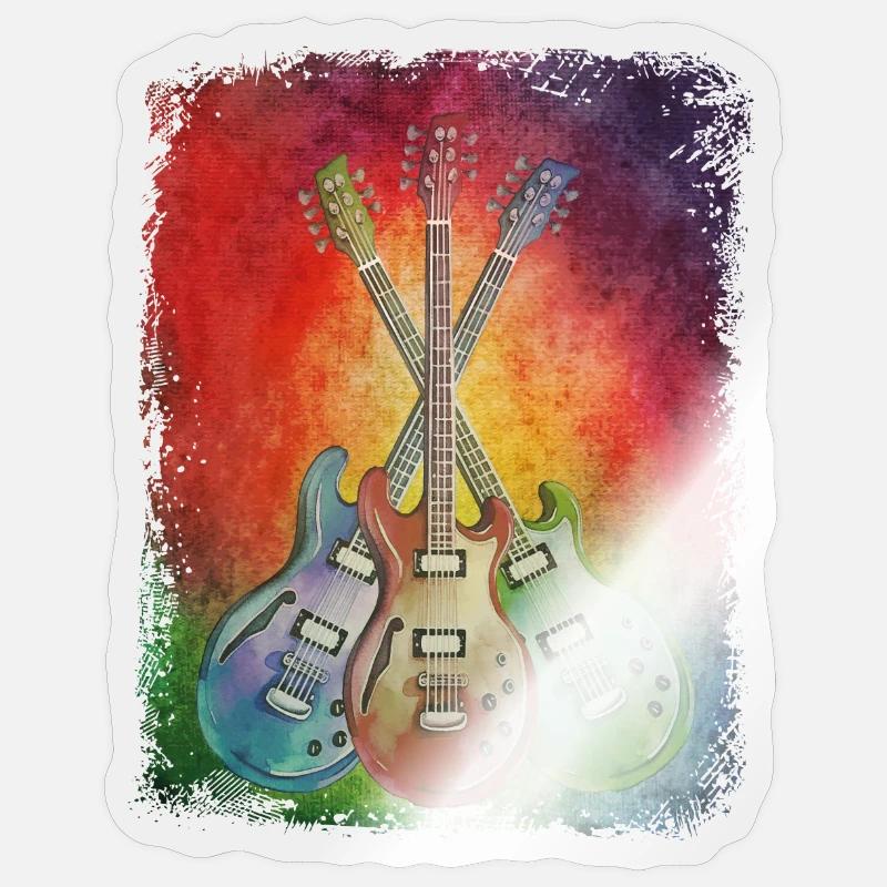 Three Retro Grunge Guitars - Sticker size S (10 x 10 cm) - transparent glossy