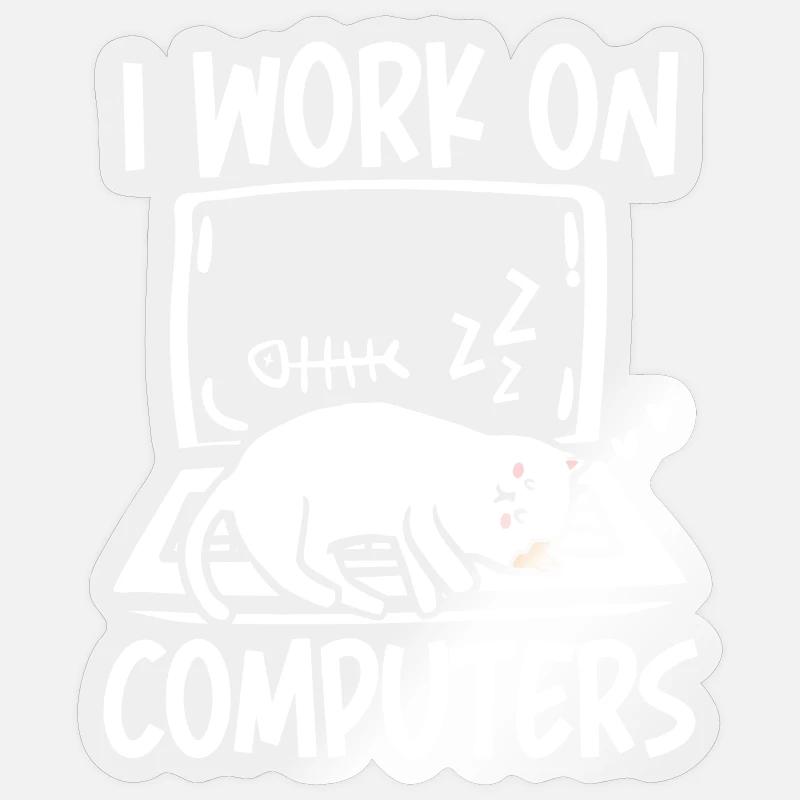 I work on computers Sticker Größe S (10 x 10 cm)