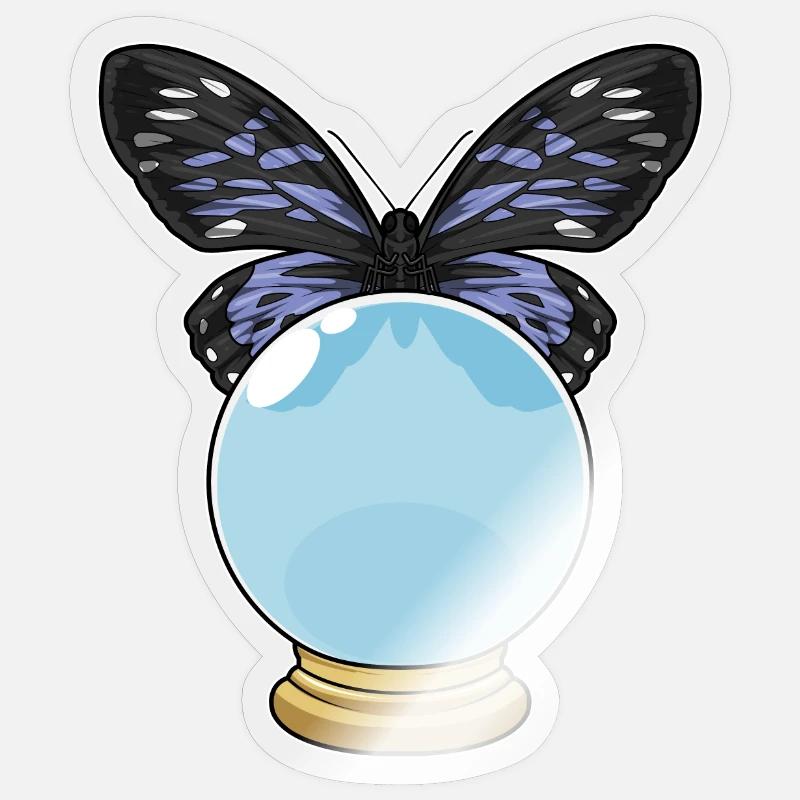 Boule de cristal papillon - Sticker taille S (10 x 10 cm) - brillant transparent