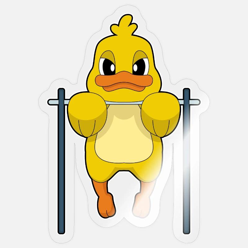 Duck Bodybuilder Pull-ups Bodybuilding - Sticker size S (10 x 10 cm) - transparent glossy