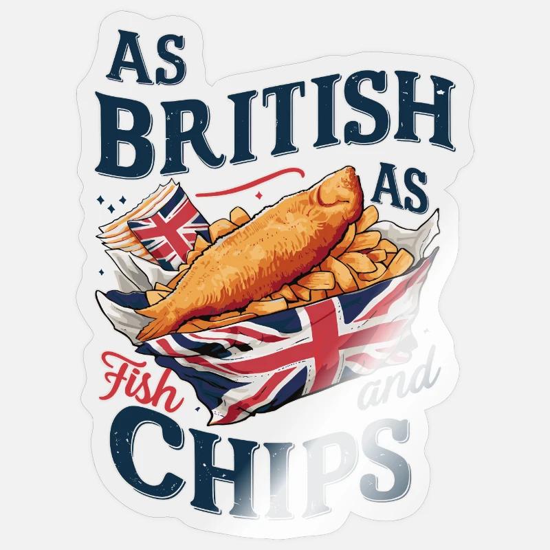 British Pride Fish and Chips Union Jack Design Sticker size S (10 x 10 cm)