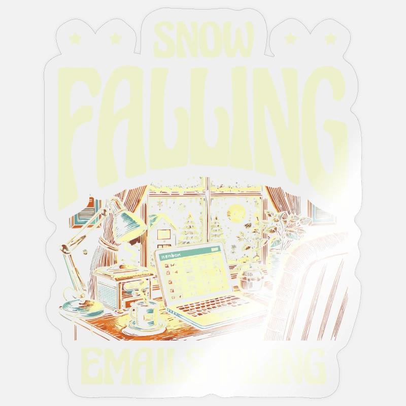 Schnee fallende E-Mails häufen sich, Winterarbeit Sticker Größe S (10 x 10 cm)