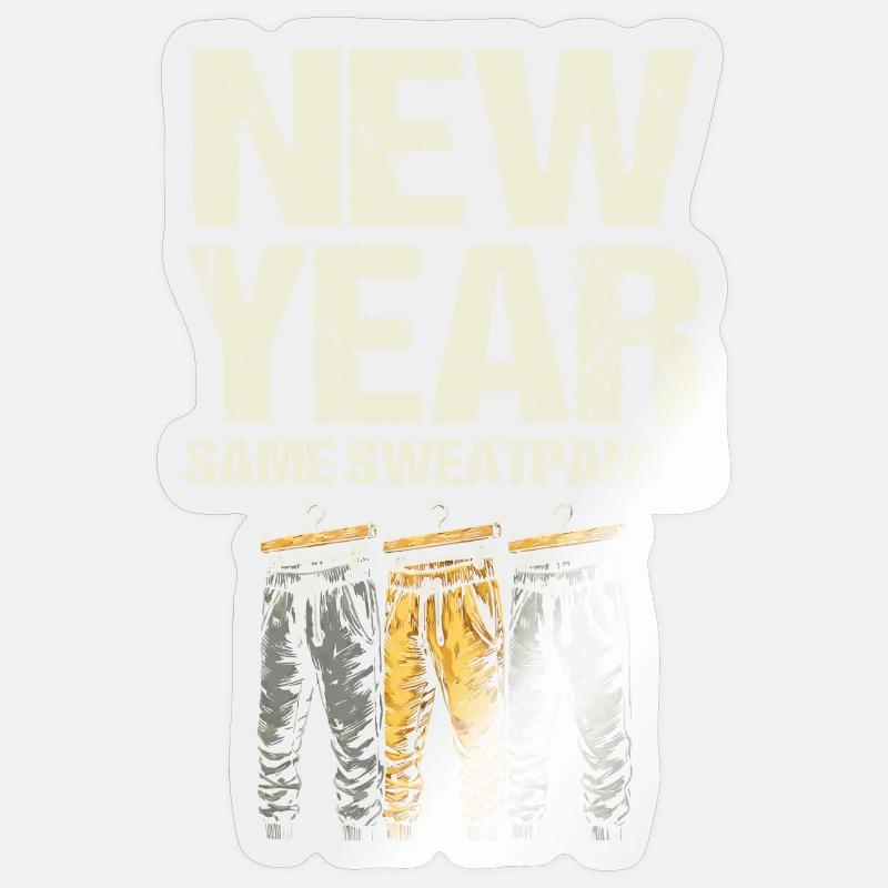 Neujahrs-Same-Jogginghose, Humor-Neujahrsstimmung Sticker Größe S (10 x 10 cm)
