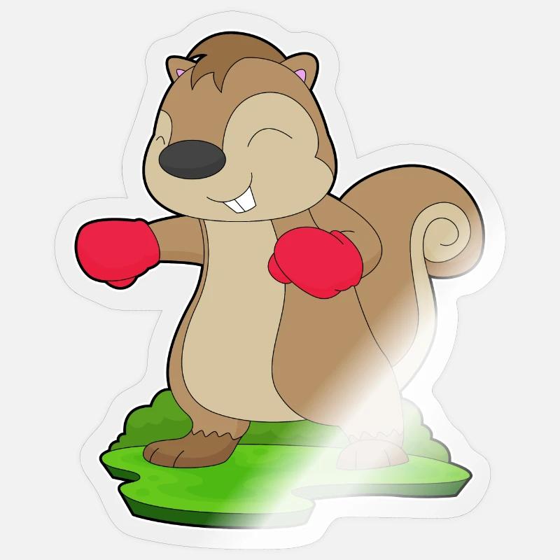 Eichhörnchen Boxer Boxhandschuhe Boxen - Sticker Größe S (10 x 10 cm) - Transparent glänzend