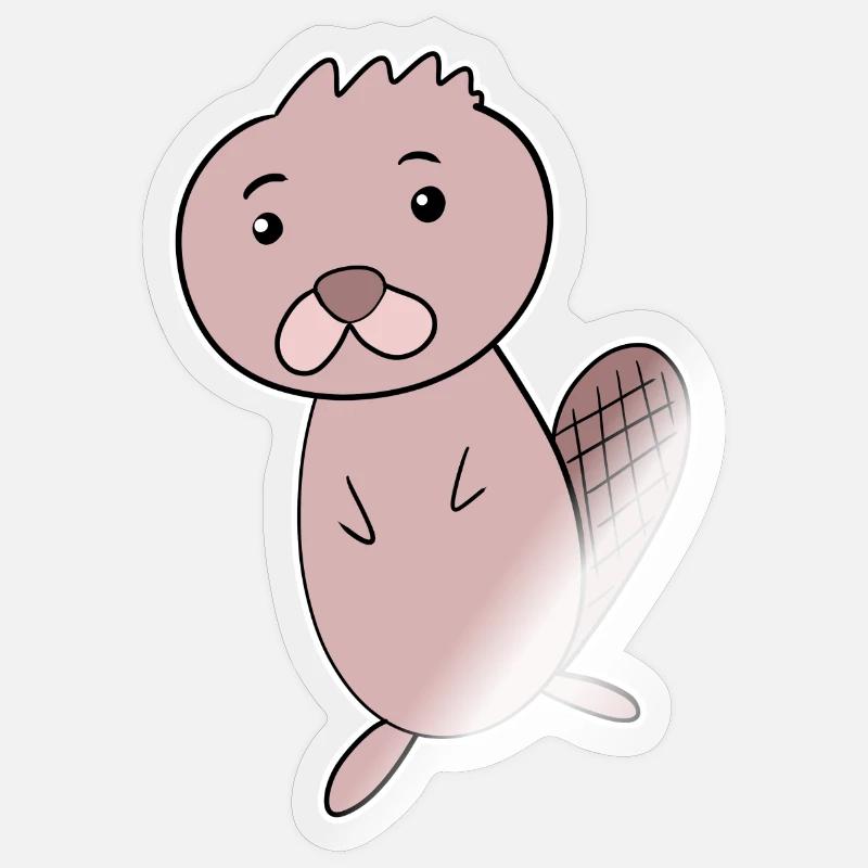Biber Tier - Sticker Größe S (10 x 10 cm) - Transparent glänzend