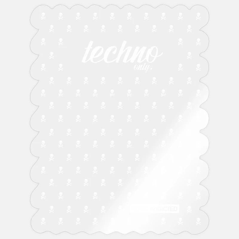 TECHNO ONLY SKULLS - Sticker Größe S (10 x 10 cm) - Transparent glänzend