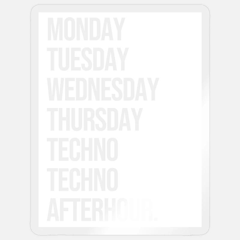 TECHNO WEEK - Sticker Größe S (10 x 10 cm) - Transparent glänzend