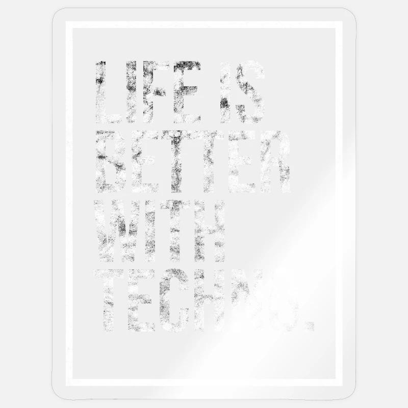 BETTER WITH TECHNO - Sticker Größe S (10 x 10 cm) - Transparent glänzend