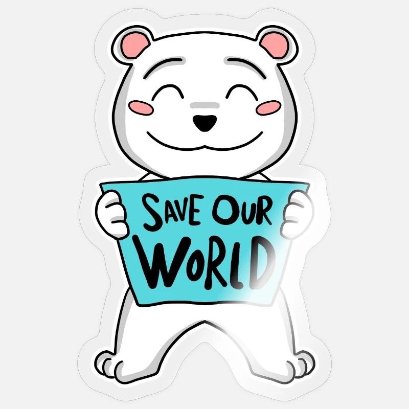 Bär Climate Climate Protection Protection - Sticker taille S (10 x 10 cm) - brillant transparent