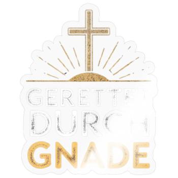 Gerettet durch Gnade Kreuzdesign - Sticker Größe S (10 x 10 cm) - Transparent glänzend - Vorne