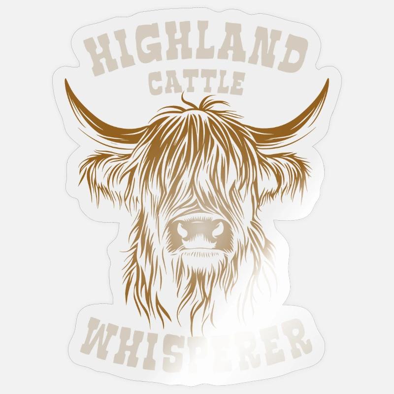 Highland Cattle Whisperer - Vache - Cadeau - Sticker taille S (10 x 10 cm) - brillant transparent