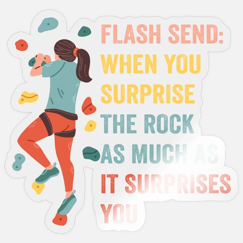 Boulderer Flash Send Bouldern - Sticker Größe S (10 x 10 cm) - Transparent glänzend