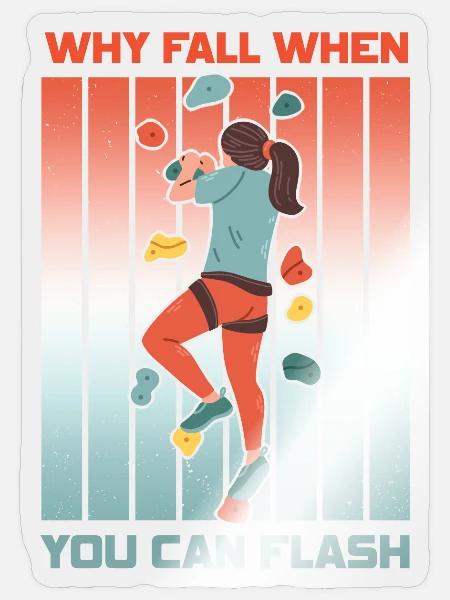Boulderer Chalk Up Und Flash Bouldering - Sticker Größe S (10 x 10 cm) - Transparent glänzend