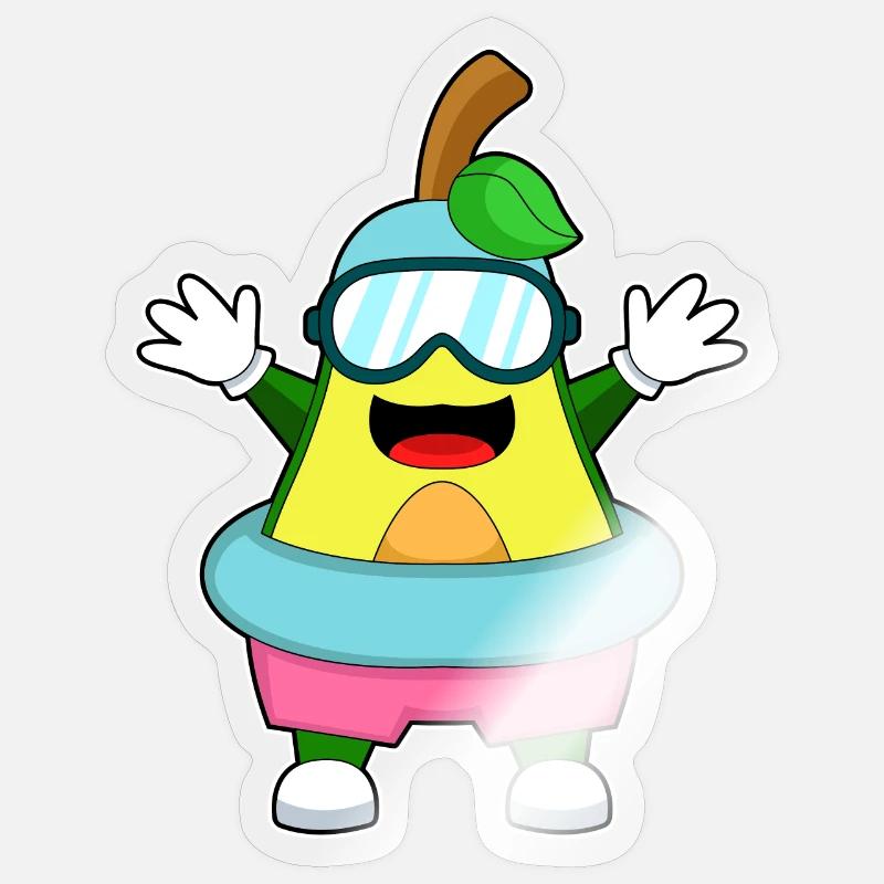 Lunettes de natation avocat - Sticker taille S (10 x 10 cm) - brillant transparent