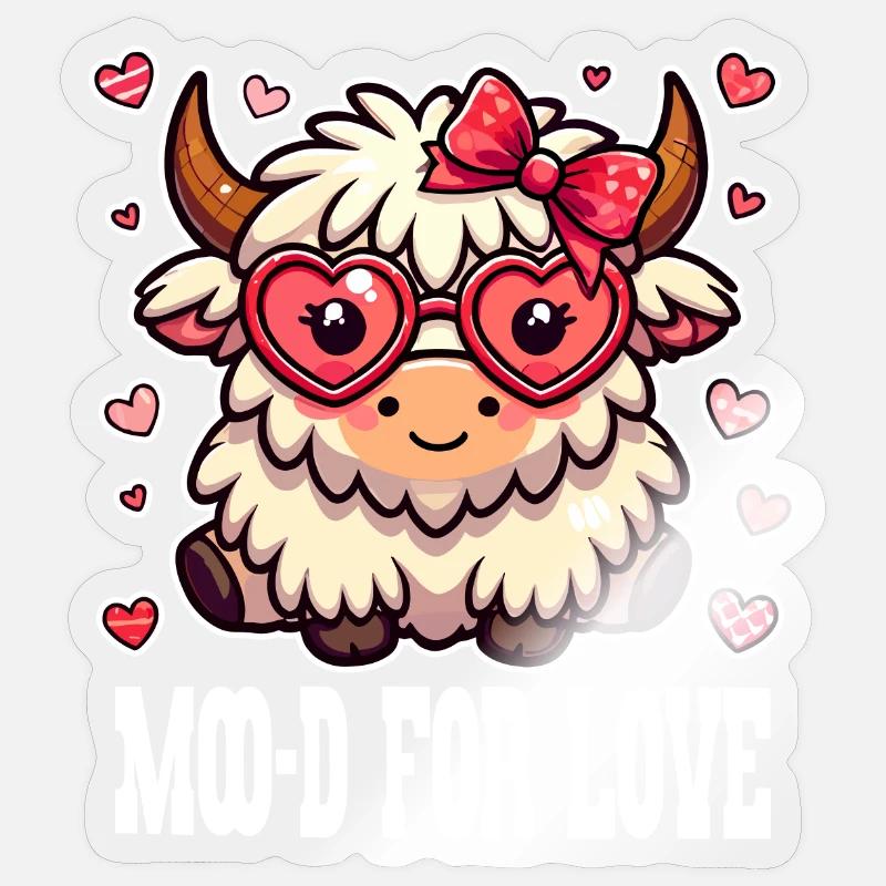Moo-d for Love - Douce vache de la Saint-Valentin Sticker taille S (10 x 10 cm)