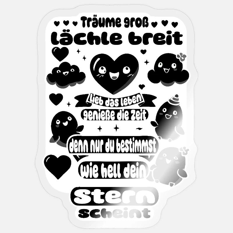 Träume groß – Lächle breit - Sticker Größe S (10 x 10 cm) - Transparent glänzend
