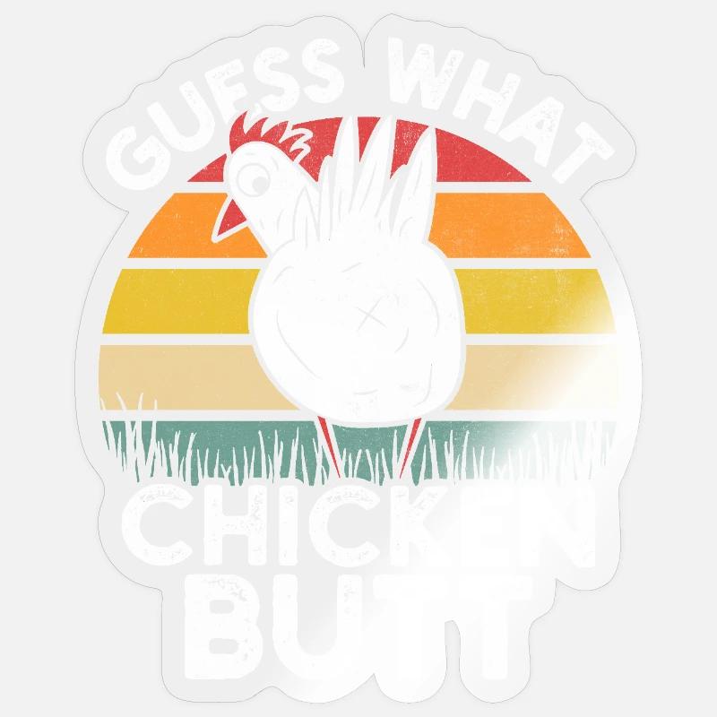 Devinez ce que Chicken Butt Funny Chick Farm Sticker taille S (10 x 10 cm)