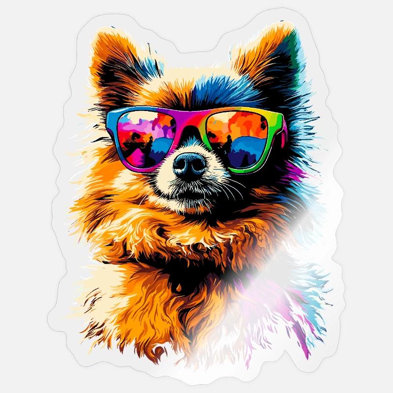 Zwergspitz Pommeraner Pom Süßer Deutscher Spitz - Sticker Größe S (10 x 10 cm) - Transparent glänzend