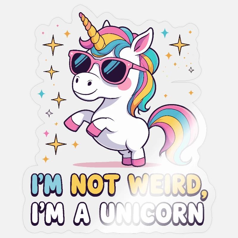 Je ne suis pas bizarre, je suis une licorne - Sticker taille S (10 x 10 cm) - brillant transparent
