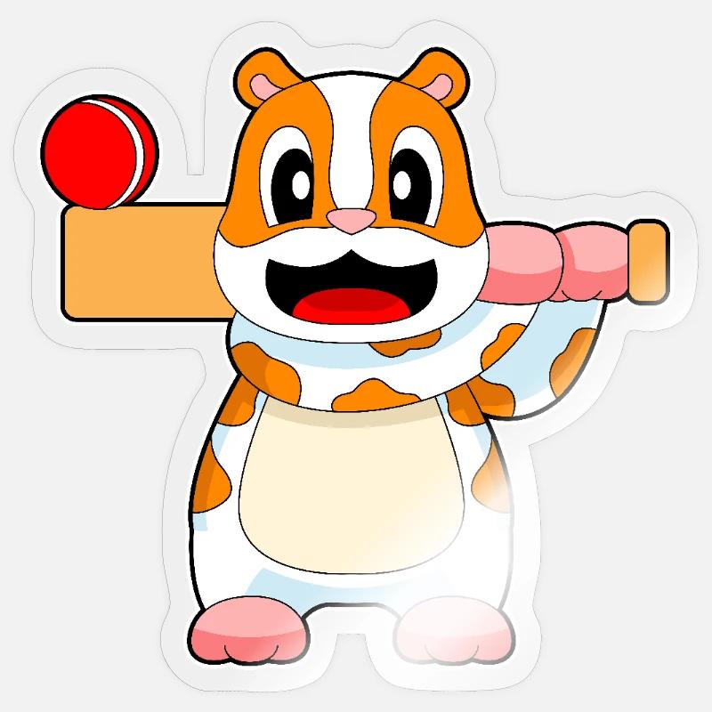 Hamster Cricket Batte de cricket - Sticker taille S (10 x 10 cm) - brillant transparent