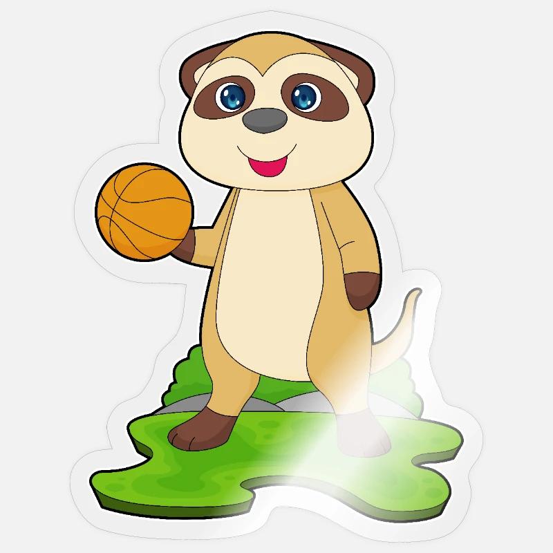Meerkat Basketteur Basketteur - Sticker taille S (10 x 10 cm) - brillant transparent