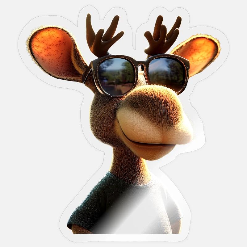 Elch Moose Elchbulle Geweih Hirsch Wilde Elche - Sticker Größe S (10 x 10 cm) - Transparent glänzend