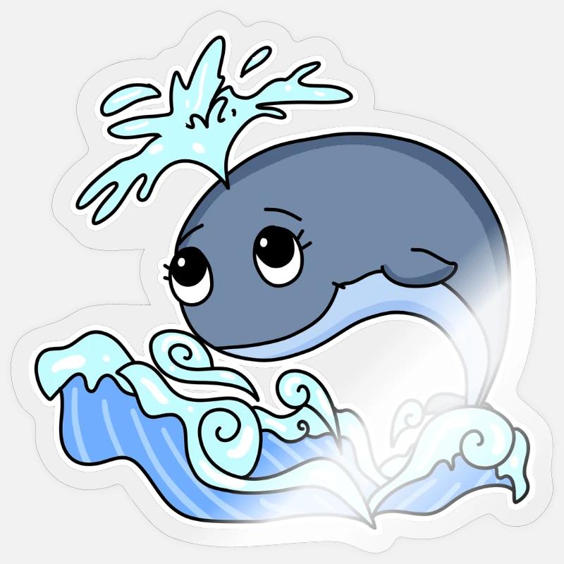 Baleine Animal Océan Graphique - Sticker taille S (10 x 10 cm) - brillant transparent