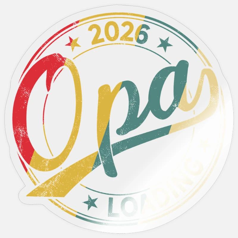 Opa 2026 Loading Werdender Opa 2026 - Sticker Größe S (10 x 10 cm) - Transparent glänzend