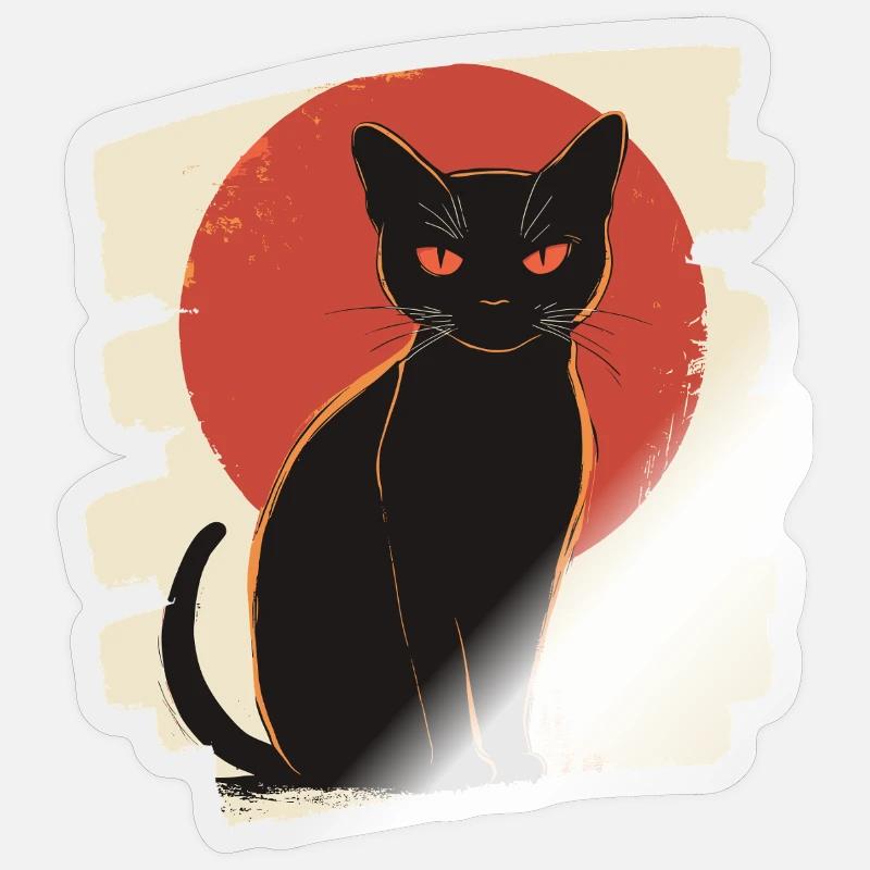 Schwarze Katze - Sticker Größe S (10 x 10 cm) - Transparent glänzend