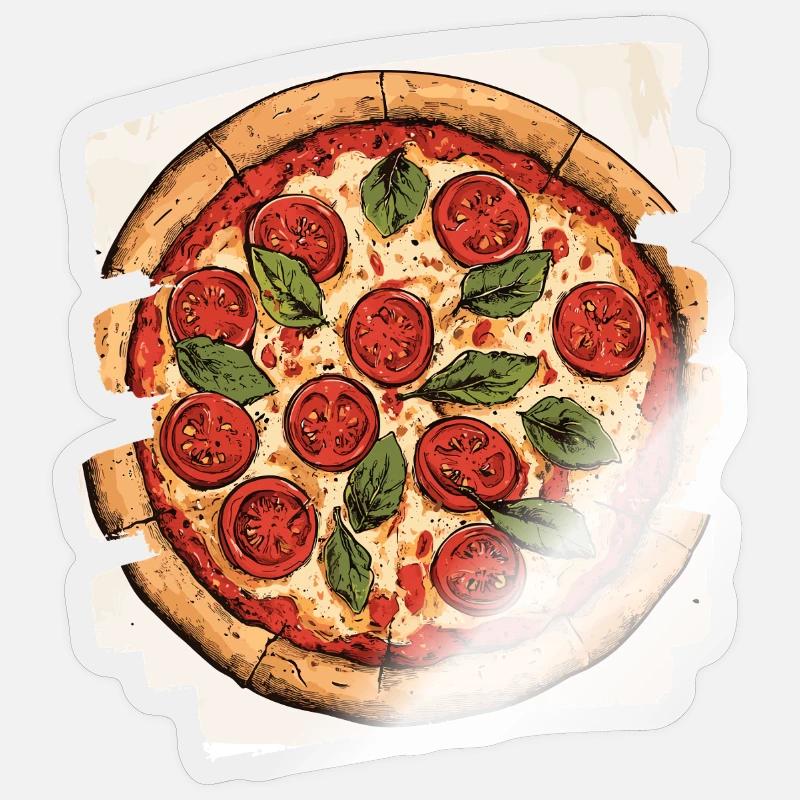 Pizza Rétro - Sticker taille S (10 x 10 cm) - brillant transparent