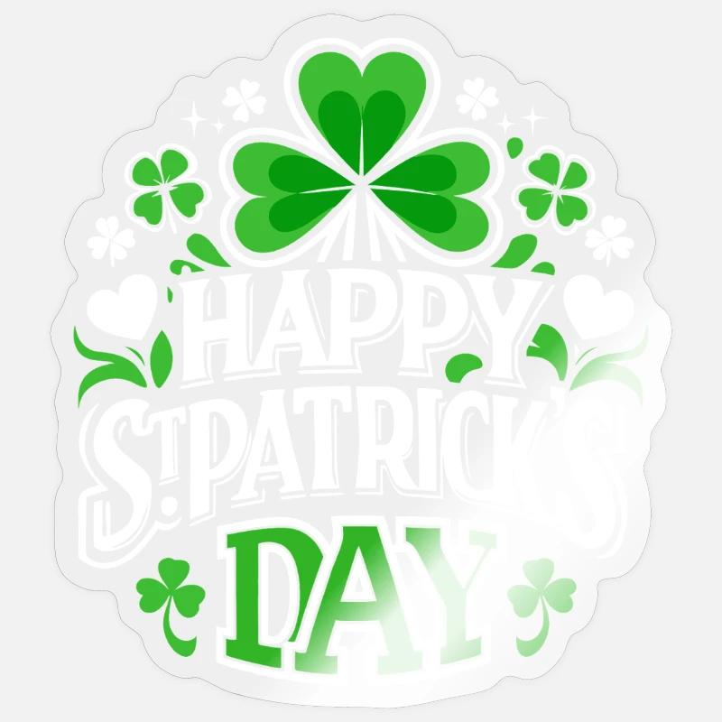 Bonne Saint-Patrick - Shamrock - Irlande - Sticker taille S (10 x 10 cm) - brillant transparent