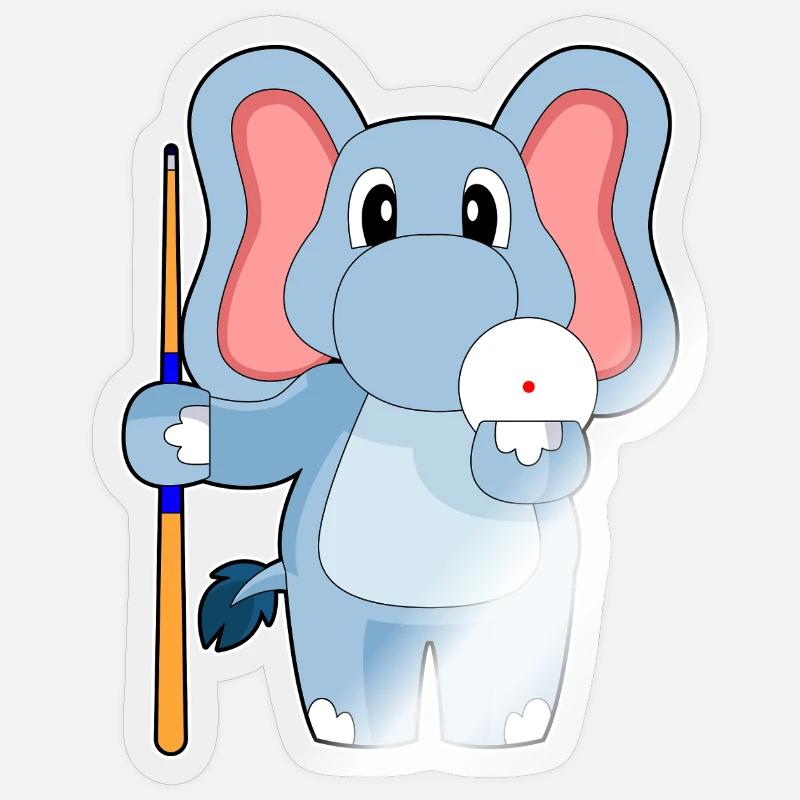 Elephant Billiard Cue - Sticker size S (10 x 10 cm) - transparent glossy