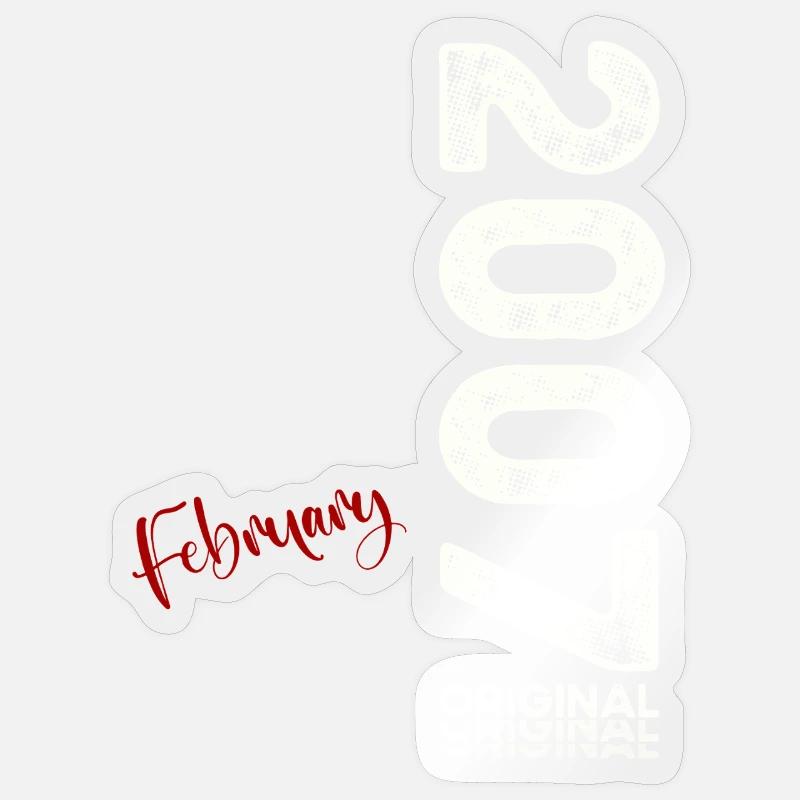 18. Geburtstag Geschenk Mann Original Februar 2007 - Sticker Größe S (10 x 10 cm) - Transparent glänzend
