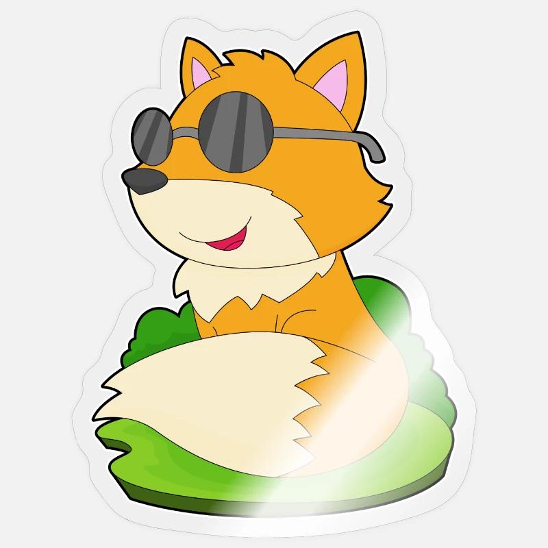 Fuchs Sonnenbrille - Sticker Größe S (10 x 10 cm) - Transparent glänzend