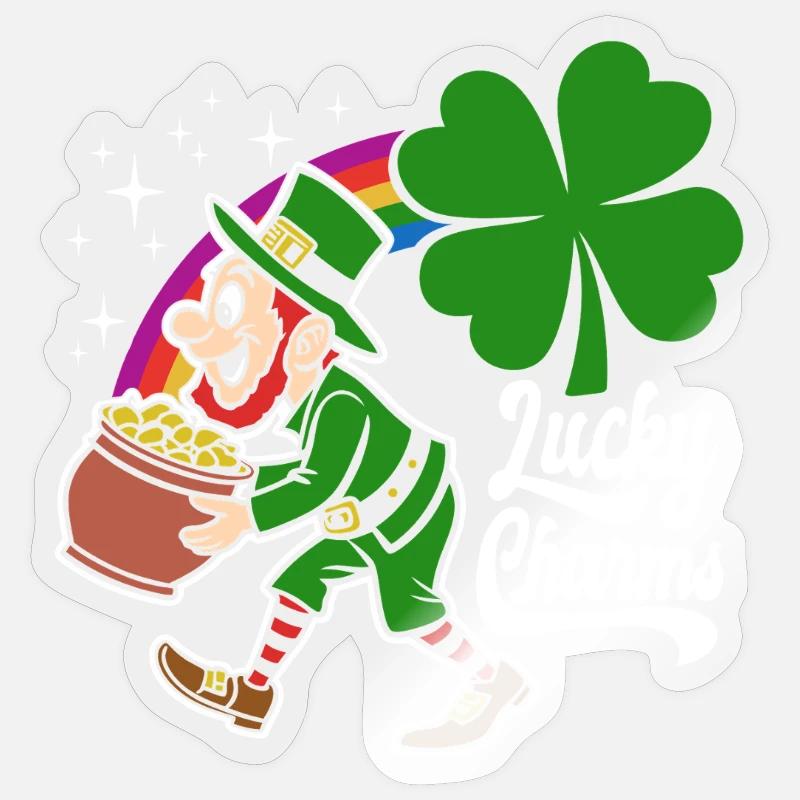 Porte-bonheur - Lutin - Saint-Patrick - Sticker taille S (10 x 10 cm) - brillant transparent