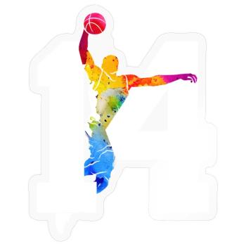 NUMBER 14 BASKETBALL 14TH BIRTHDAY - Sticker size S (10 x 10 cm) - transparent glossy - Front